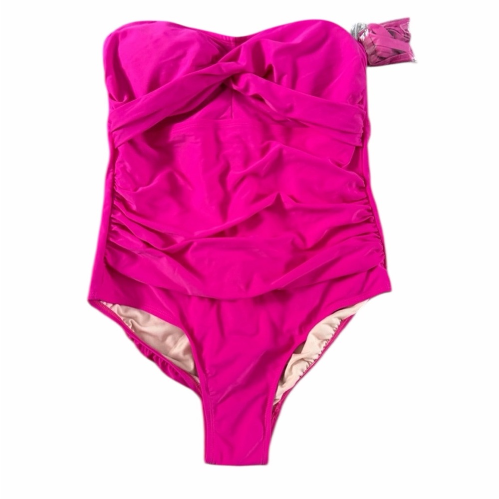 Kona Sol Womens Lined Wireless Strapless One-Piece Swim Suit Size 16 NWT PTP 16”